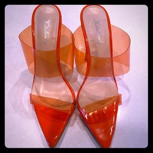 Orange platter heels